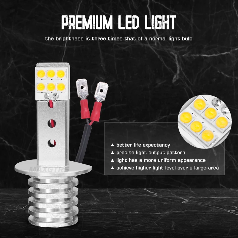 Светодиодный Суперяркий автомобильный противотуманный светильник H1 H3 2 шт. 12 SMD В