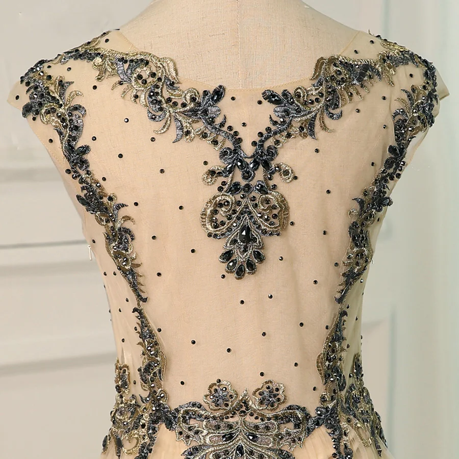 

Jiayigong Arabic Evening Dresses Long Scoop Neck Sleeless Crystals Tulle Muslim Evening Dress Dubai Evening Party Gowns