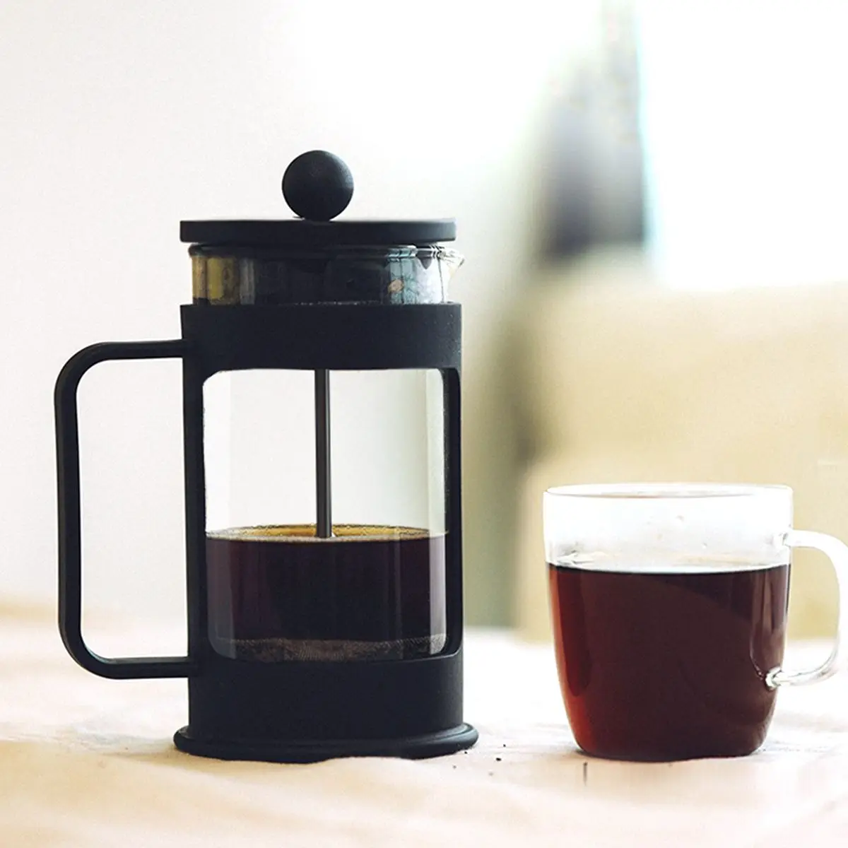 

350/600/800ML Filtration Plunger Stainless Steel Borosilicate Glass Rust-free Coffee Pot Brewing Kettle French Press Tea Maker
