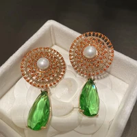 bilincolor fashion green cubic zirconia wedding earring for women