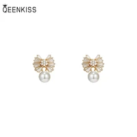qeenkiss eg7209 fine jewelry wholesale woman girl birthday wedding gift bowknot zircon 925 sterling silver needle stud earrings