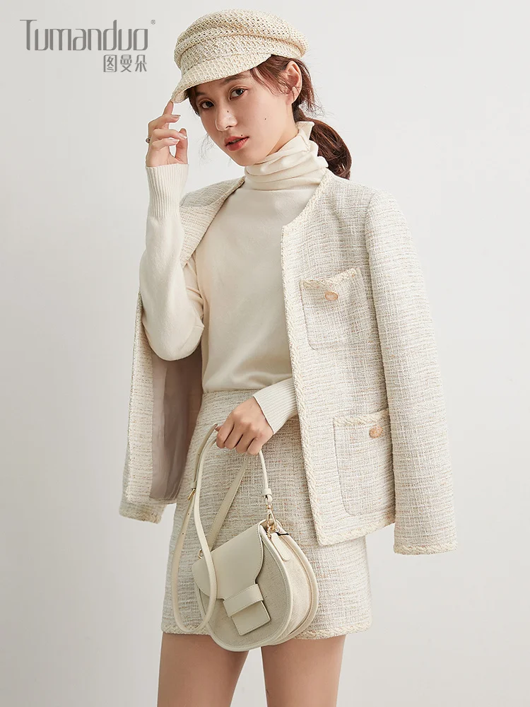 

Xiaoxiang suit, female celebrity style, foreign style, two-piece skirt, spring and autumn of 2021, light maturity, age