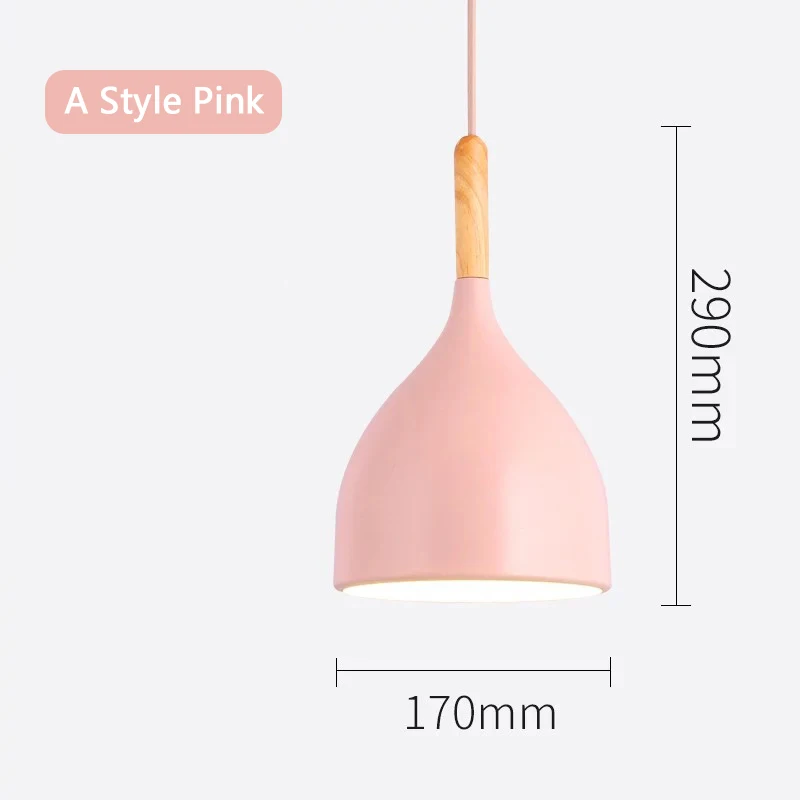 A Style pink Подвесной светильник в скандинавском стиле, современный светодиодный подвесной светильник E27, подвесной светильник для кухни, гостиной, бара, ресторана, спальни, подвесной светильник, абажур - Цвет корпуса: A Style pink