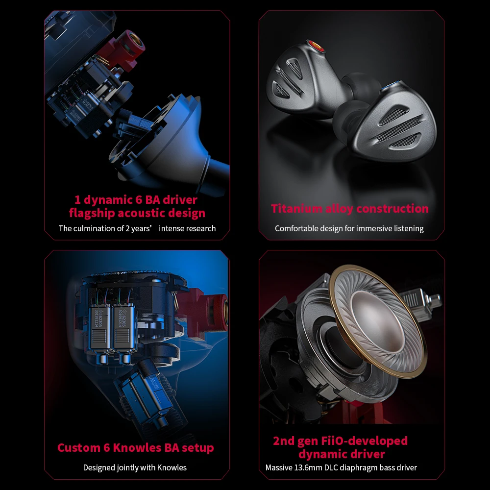Наушники-вкладыши FiiO FH9 Hi-res 1DD + 6BA Hi-Fi наушники-вкладыши IEM MMCX чистый серебристый