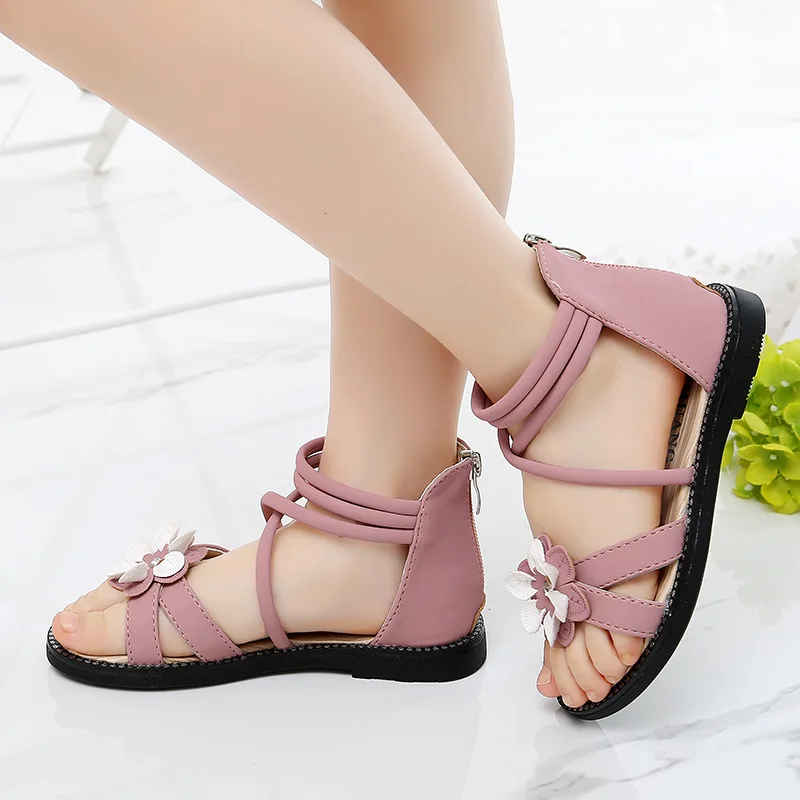 

Flowers Girls Sandals Summer 2020 New Fashion Korean Soft Bottom Children's Roman Shoes Children Kids Princess Beach Shoes
