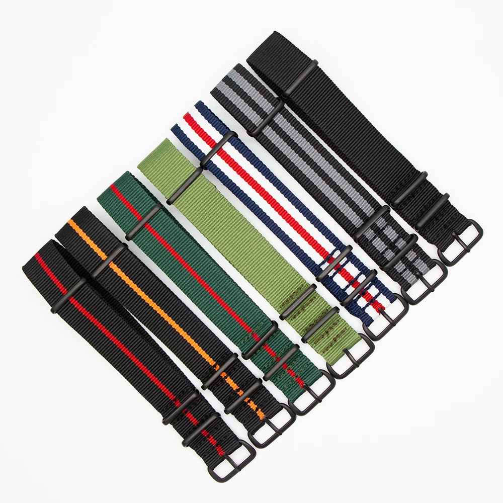 Ремешок спортивный в стиле НАТО для наручных часов Полосатый Прочный Плетеный