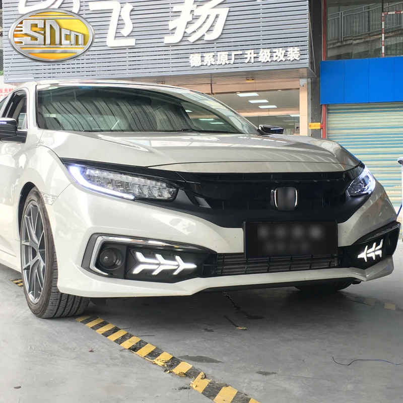 DRL для Honda Civic 2019 светодиодный дневные ходовые огни с стримером Поворотная