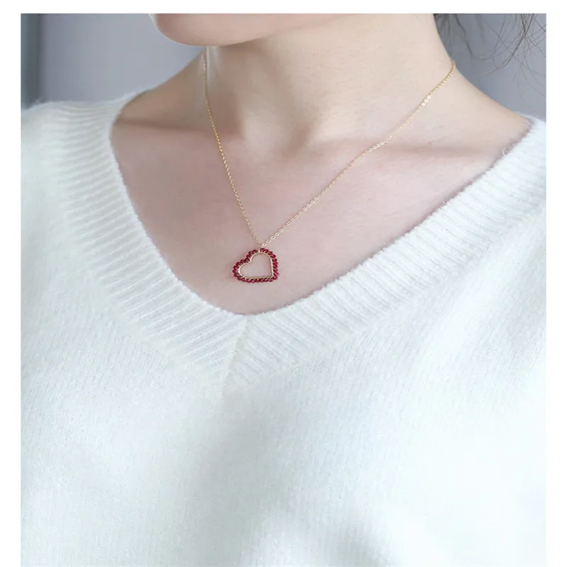 DAIMI Faceted Ruby Pendant Female gemstones Genuine Yellow 14K Gold Injection Necklace For Girlfriend Gift | Украшения и