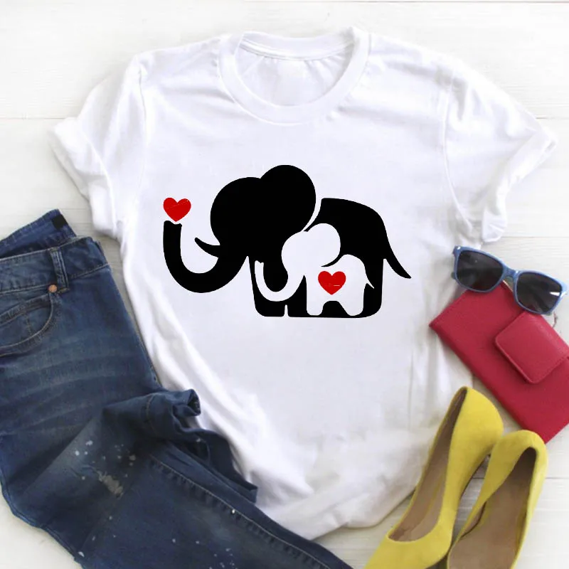 

Women Lady Love Cartoon Style 90s Animal Mother Print Summer Ladies T Tee Tshirt Womens Female Top Shirt Clothes Graphic T-shirt