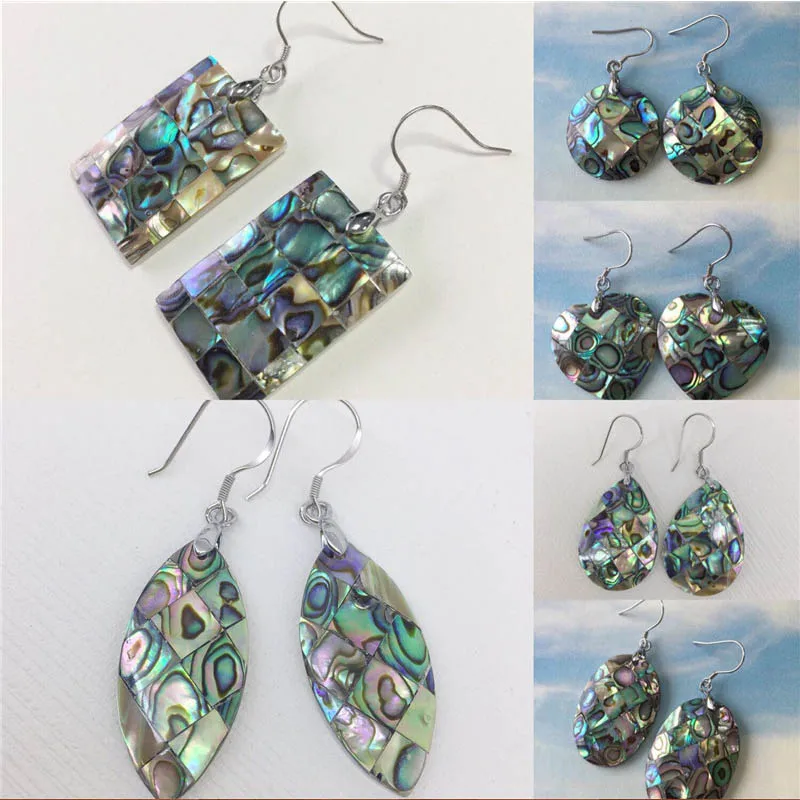 Натуральный Абалон ракушка кулон из бисера серьги крючки для сережек Овальный