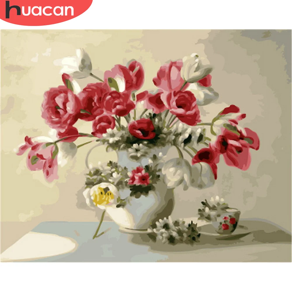 

HUACAN DIY Coloring By Number Kits Home Decor Picture By Numbers Flower Drawing On Canvas HandPainted Art Gift