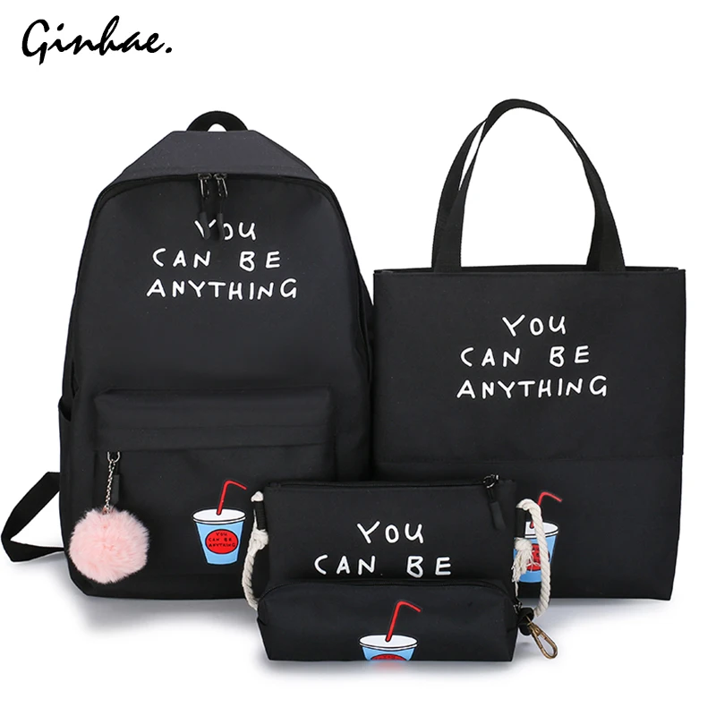 Холщовый Рюкзак с надписью для женщин винтажный дорожный ранец в Корейском стиле