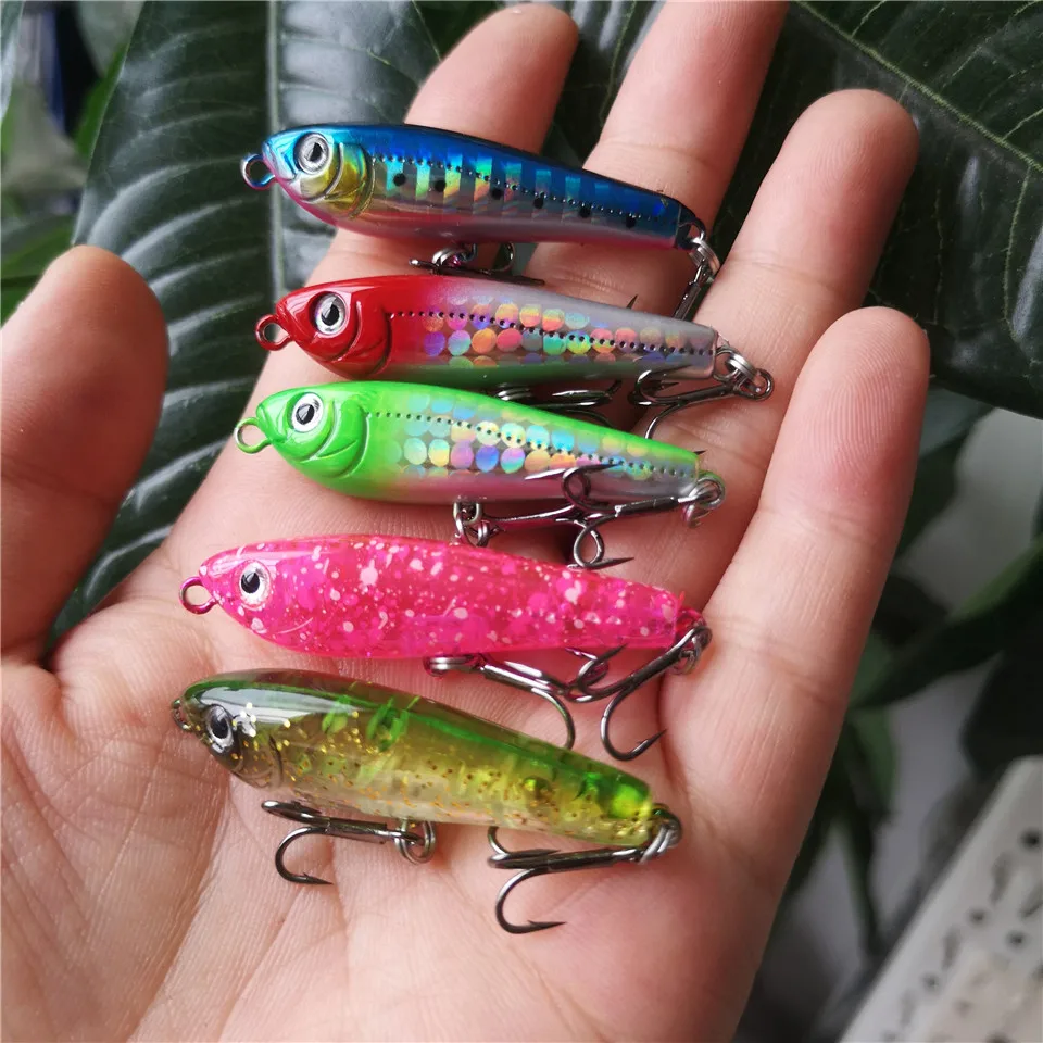 

5PCS/LOT Pencil Fishing Lures Topwater Wobblers 50mm 2.5g Surface Bass Pike Hard Bait Mini Lure