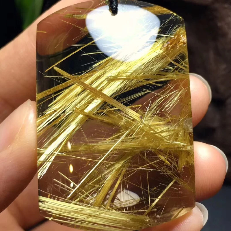 

Натуральный кулон Ping 'an ручная полировка Кристалл чистый цвет Золотая желтая карта атмосфера натуральный