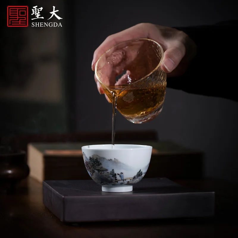 

ceramic kung fu new color landscape literary masters cup sample tea cup will intelligent of jingdezhen tea service