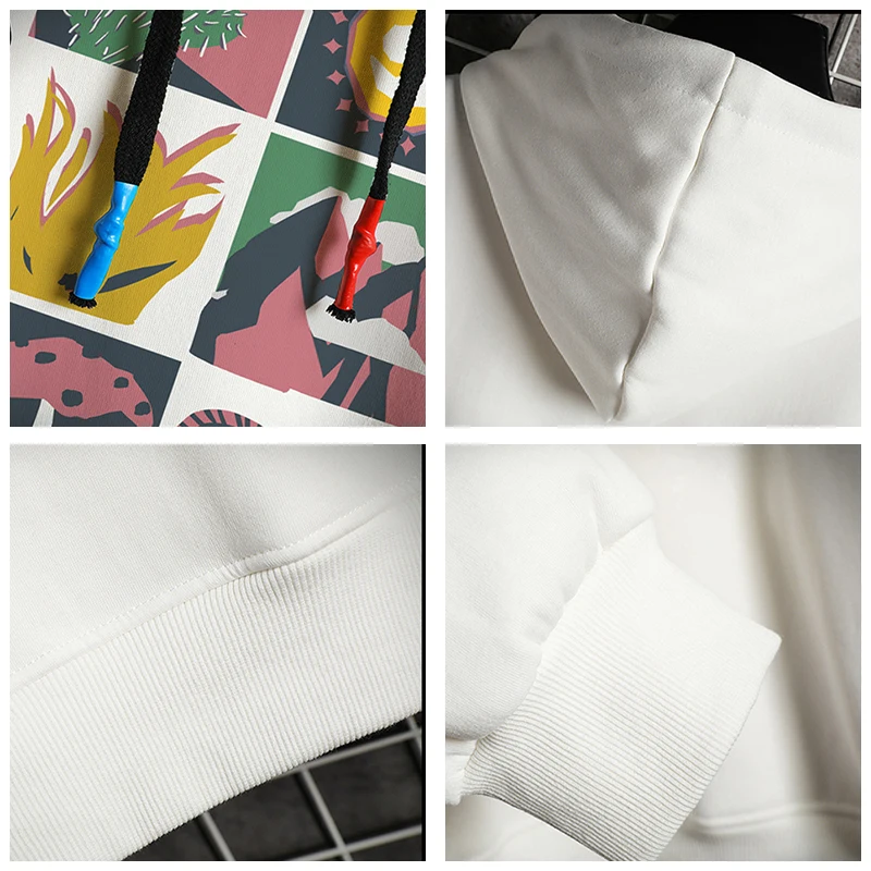 

CHAIFENKO Winter Fleece Print Men's Hoodies Fashion Harajuku Hip Hop Streetwear Sweatshirts Men Spring Autumn Casual Hoodies Men