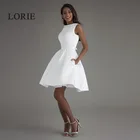 Мини Короткие пляжные свадебные платья LORIE 2020 Vestido Noiva Praia простые белые платья с открытой спиной трапециевидного силуэта для выпусквечерние вечера и вечеринки