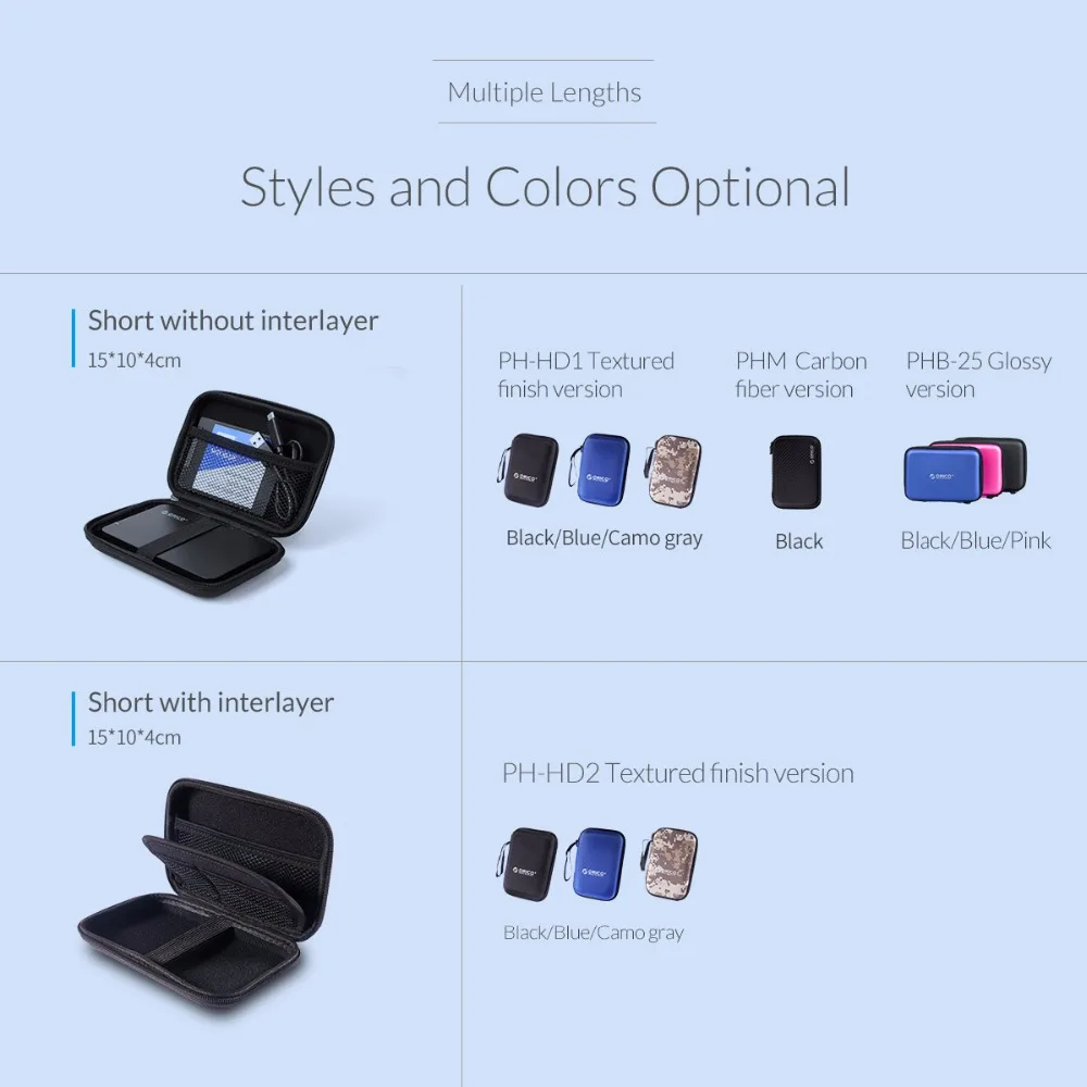 ORICO 2 5 &quotHDD SSD жесткий диск молния сумка портативный Защитная для HDD/SSD USB кабель