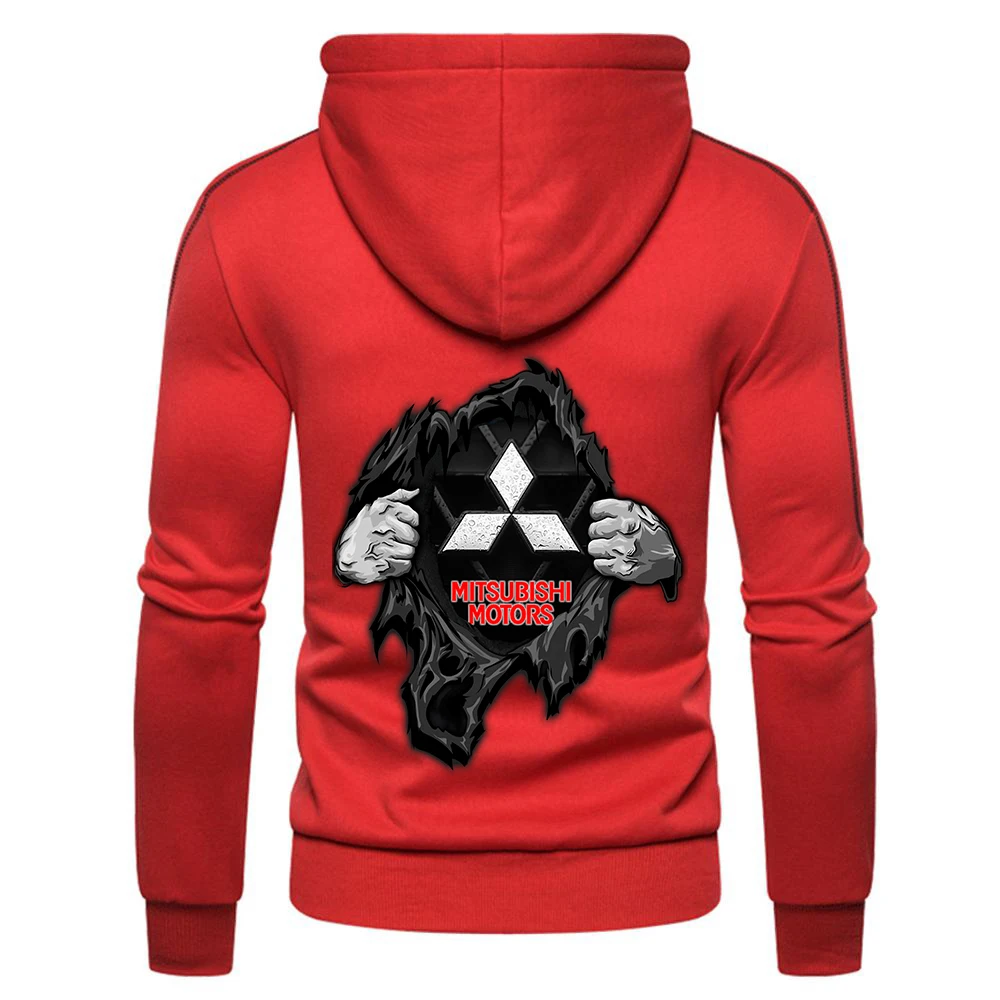 

Hip Hop Zipper Hooded Mitsubishi Car LOGO Sweatshirt Men 2020 Casual Solid Hoodies Sweatshirts Male Brand Streetswear Jackets