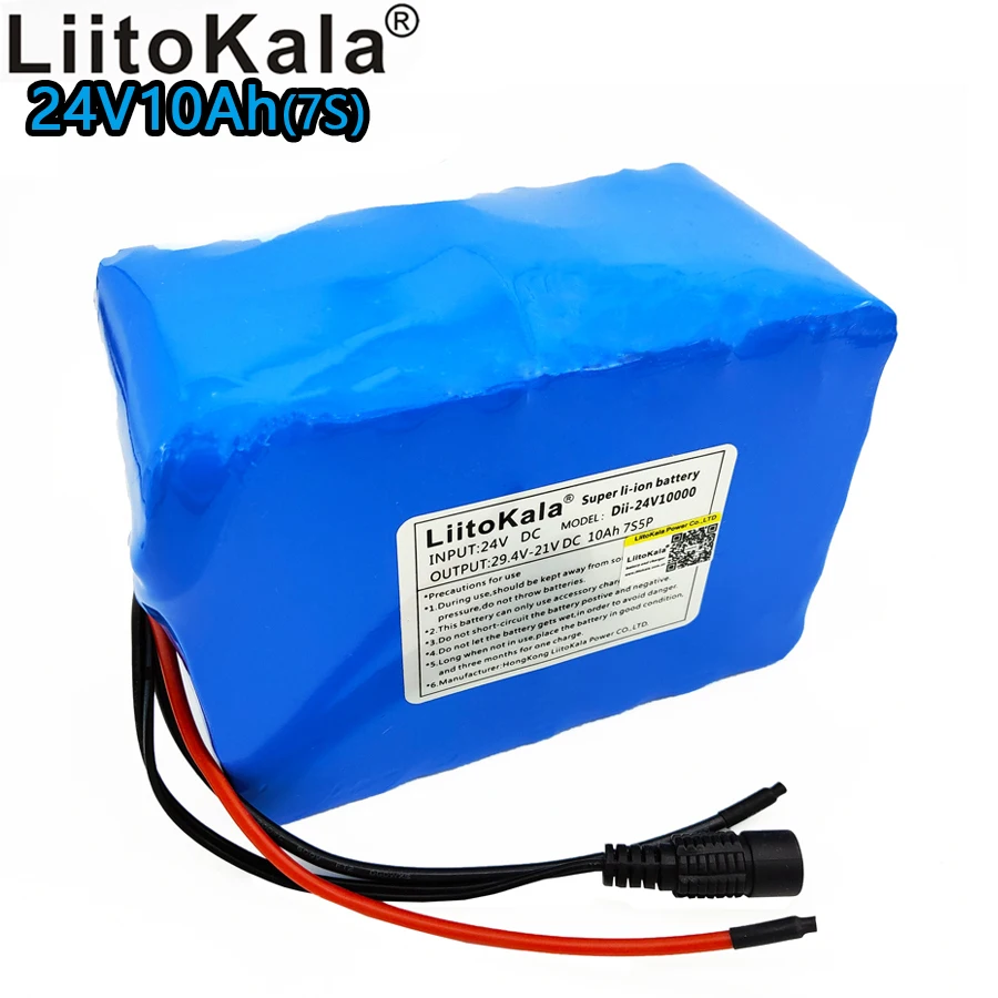 Liitokala 24V литиевая батарея 10ah аккумулятор большой емкости литий-ионный 15A разрядка