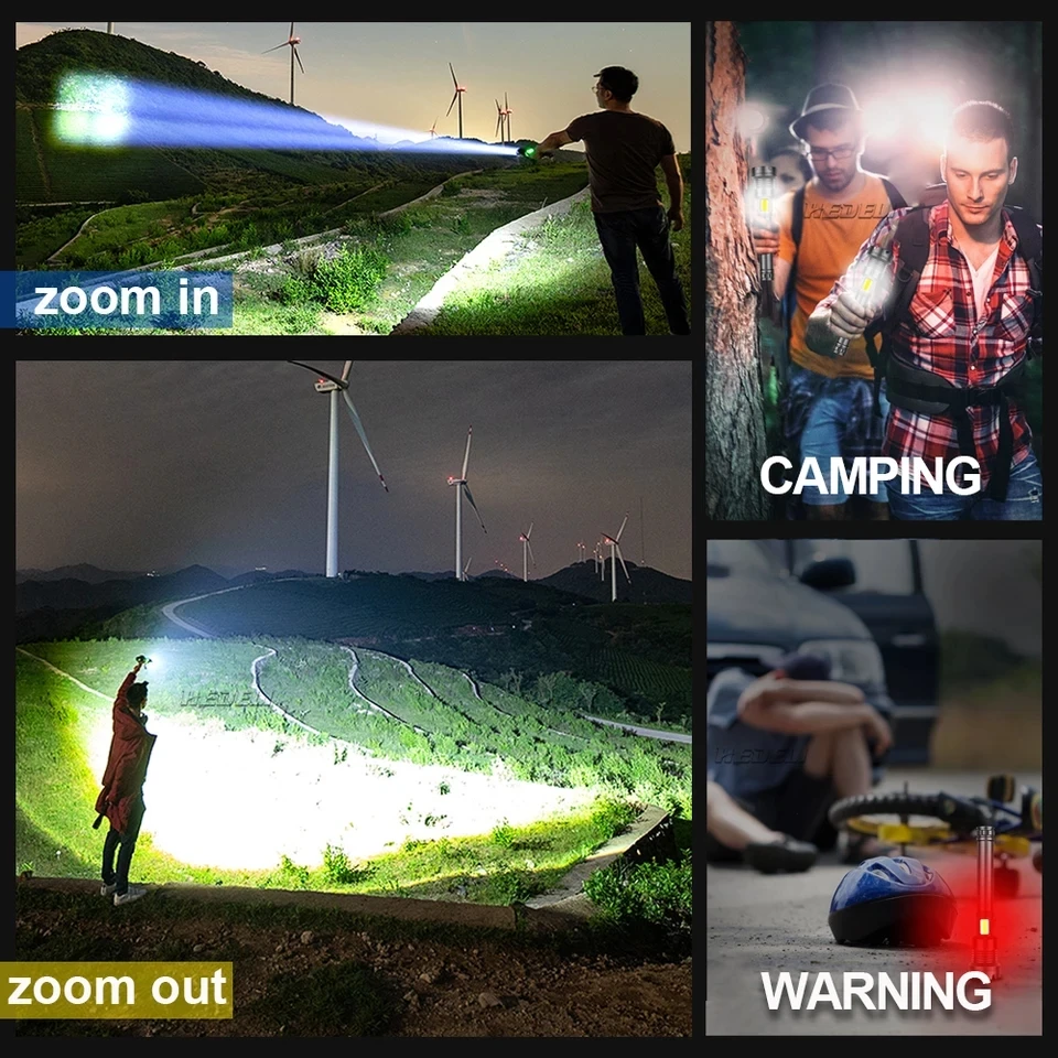 

500000 lumen LED Flashlight Torch High Power led Flashlights 18650 Rechargeable USB Tactical Flash Light Waterproof Hunting Lamp