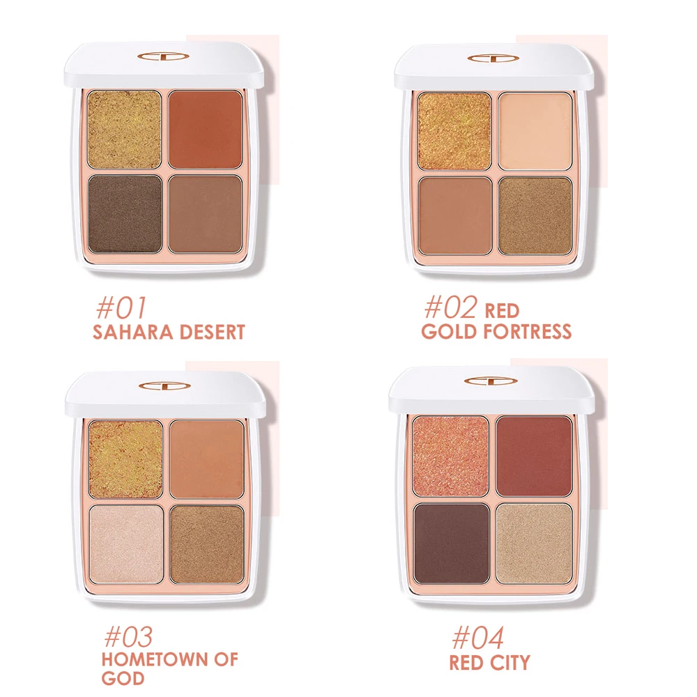 Матовые мерцающие блестящие тени для век O.TW O.O 4 цвета палитра цветных теней с