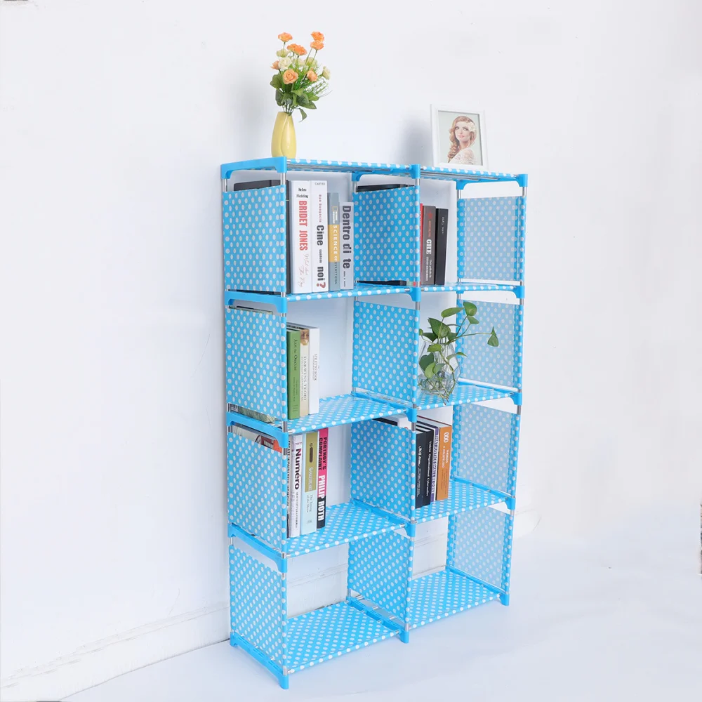 

Bookshelf Beautiful Double Row of Grey Storage Rack Organizer Shelf Book Sundries Ornaments for School Home Library