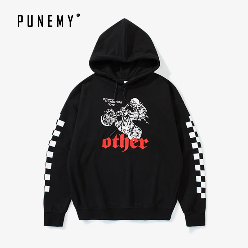 Хип-Хоп Уличная мужская толстовка с рукавом клетчатый принт рисунок в стиле панк