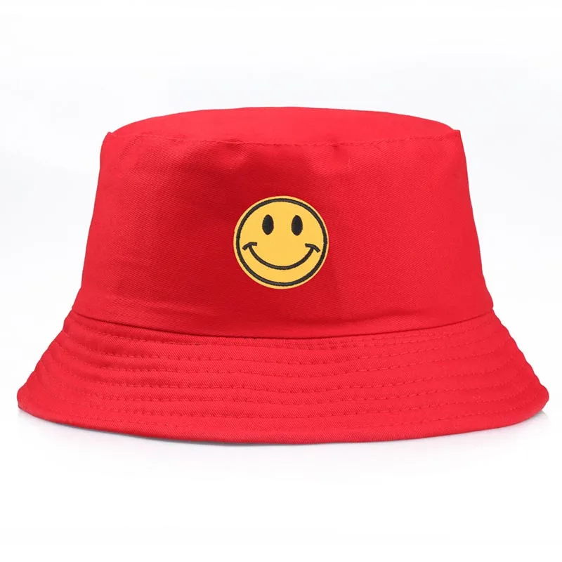 

Smiley Embroidered Fisherman Hat Korean Unisex Couples Shopping Pot Hat Spring And Summer Fashion Wild Sunscreen Hat cappello