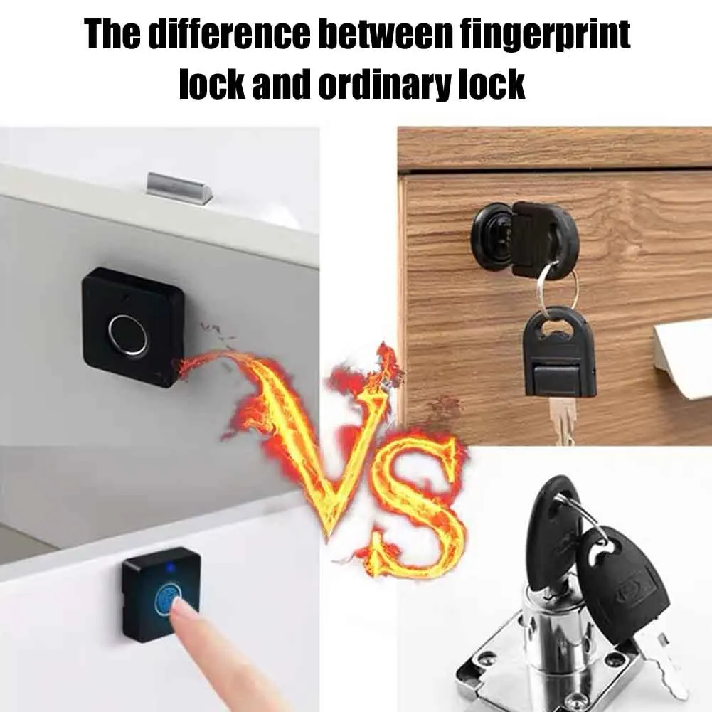 Keyless Security Door Lock Fingerprint Smart Padlock Quick Unlock Aluminum Alloy Metal for Wooden cabinet drawer storage box |