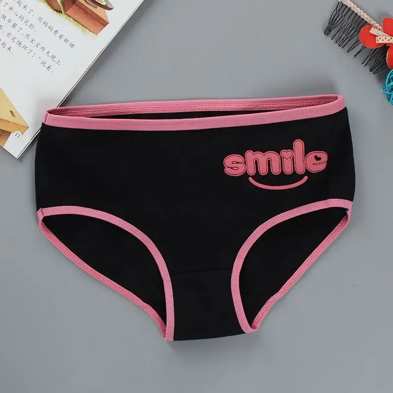 

3Pc/lot Smile Briefs Panties Underwear Cotton/Spandex Teens Teenage Kids Little Girl's 8-14Years Girl's Puberty