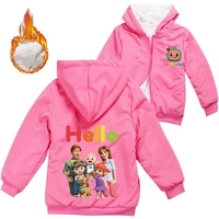 childrens clothing kids family tv cocomelon jj clothes baby girl velvet warm jacket with zipper coats toddler boys outwear 2 16