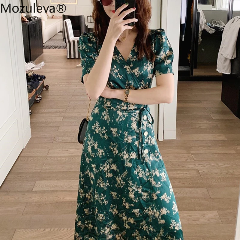 Женское винтажное платье с V образным вырезом и коротким рукавом|Женские платья| |