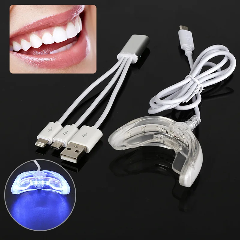 Светильник для отбеливания зубов Angel Smile 4 USB зарядка 16 светодиодов синий