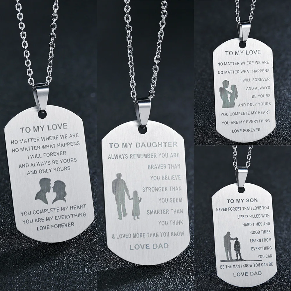 

Romantic Lovers Family Series Sweet Necklace Lettering Pendant Inspirational Love Gifts From Dad Girl/Boyfriend Anniversary