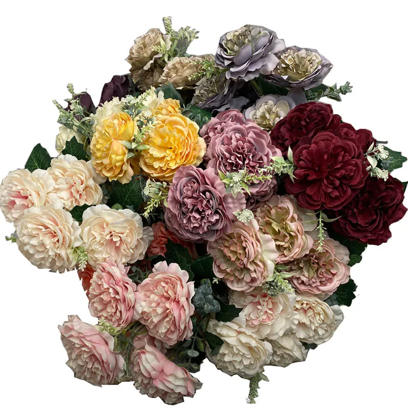 1 шт. шелковые искусственные цветы в стиле ретро большой Букет пионов 5 больших