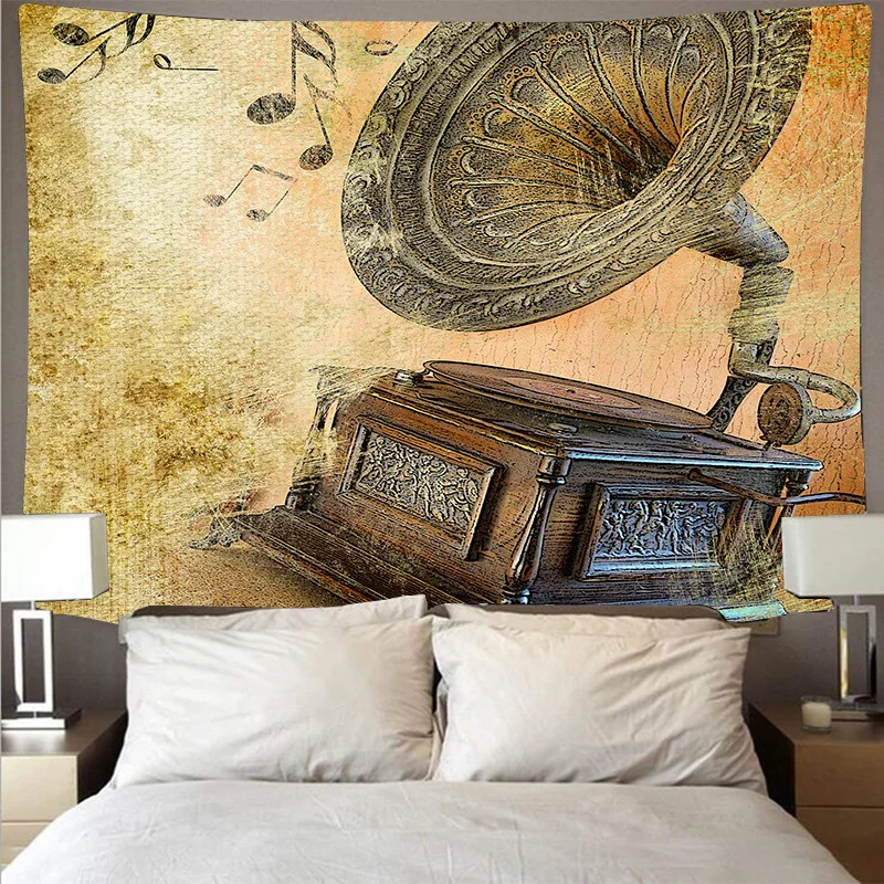 Настенный гобелен в скандинавском стиле с музыкальными нотами цветной