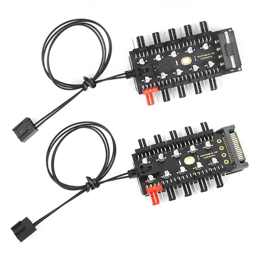 PC 1 to 10 4Pin Cooling Fans Hub Splitter Cable 12V PWM LED Sata Power Suppply Adapter Speed Controller For Computer Mining | Компьютеры и