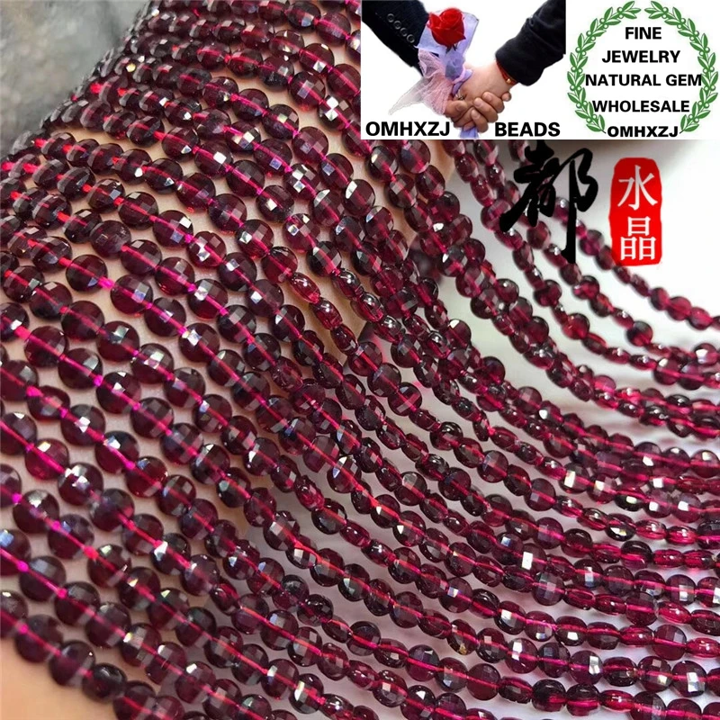 

OMHXZJ Wholesale ZB330 3x4mm DIY Bracelet Necklace Jewelry Making Accessories Components Natural Stone Fine Garnet Round Beads