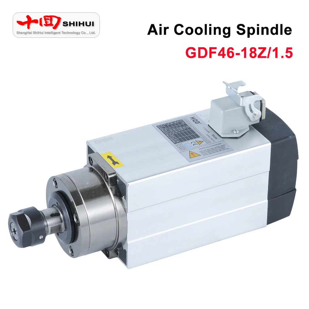 

1.5KW ER20 High Velocity Square Air-Cooled Motorized Spindle 220V/380V 0.8/0.6Nm For Woodworking Engraving Machine CNC Kit