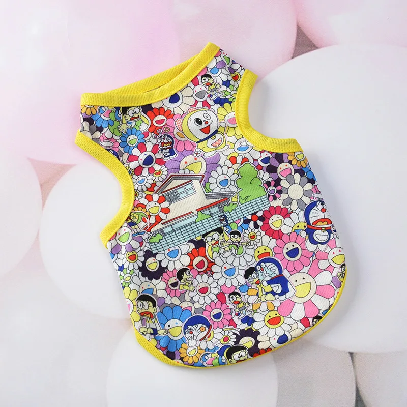 

Clothes Dog Pet Coat Printing Floral Vest Cartoon Teddy Spring Summer Clothing Cat Chihuahua French Bulldog Supplies Puppy Perro