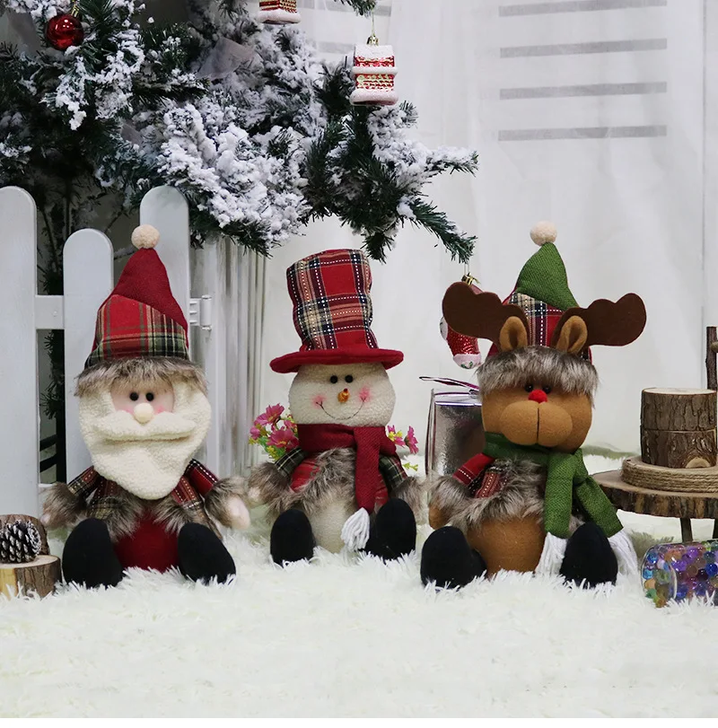 

Santa Claus Christmas Ornaments Tree Decor Elk Snowman Plush Christmas Doll Decorations For Home 2021 Navidad Gift For Kids
