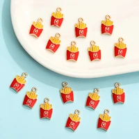 10pcslot enamel french fries charms pendant diy necklace keychain for jewelry making accessories