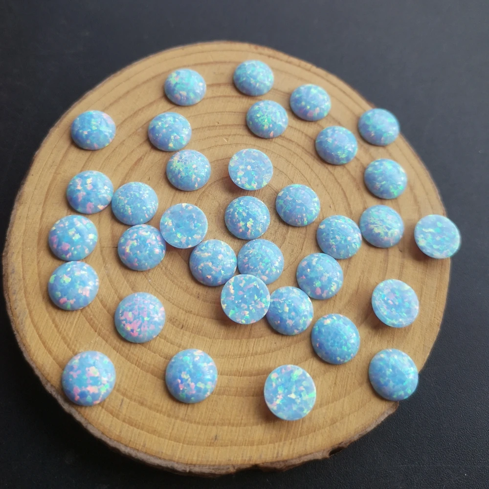 50 шт./лот 8 мм синтетический круглый кабошон огненный опал для ювелирных изделий