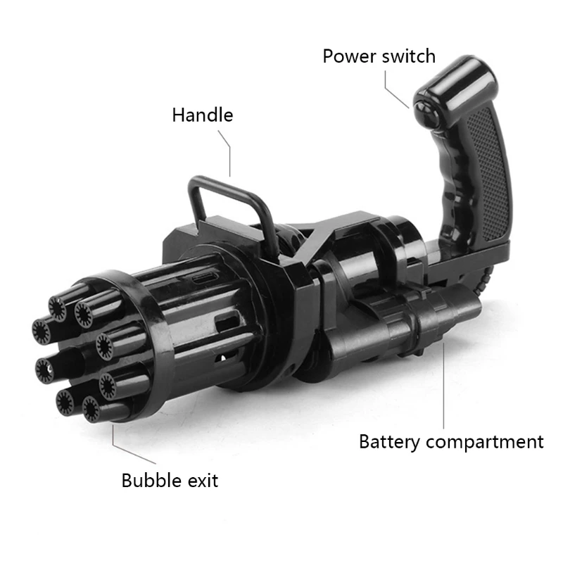 

8-Hole Gatling Bubble Toy Blowing Bubble Maker Gatling Toy Toy Toy Gift for Toddlers Outdoor Electric Bubble Toy for Kid 54DF