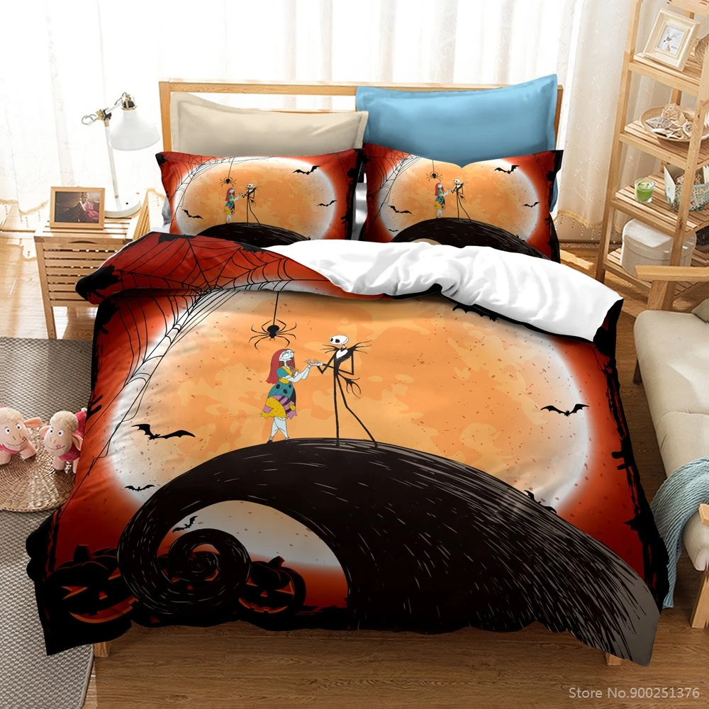 

3D Cartoon Printed The Nightmare Before Christmas Bedding Set Queen King Size Duvet Cover Set for Boys Girls Lovers Couple Gift