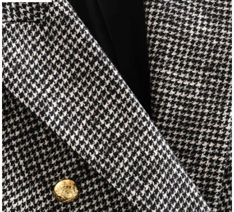 Женские формальные твидовые двубортные пальто с длинными рукавами и карманами