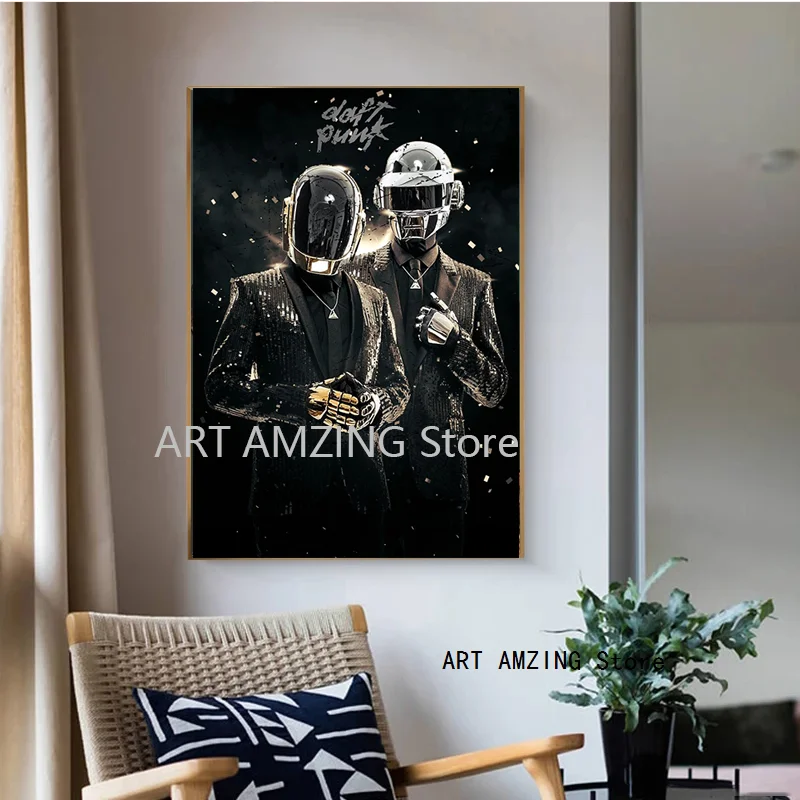 Daft Punk Постер с изображением шлема маски музыки и печати холста живописи настенные картины для гостиной домашнего декора.