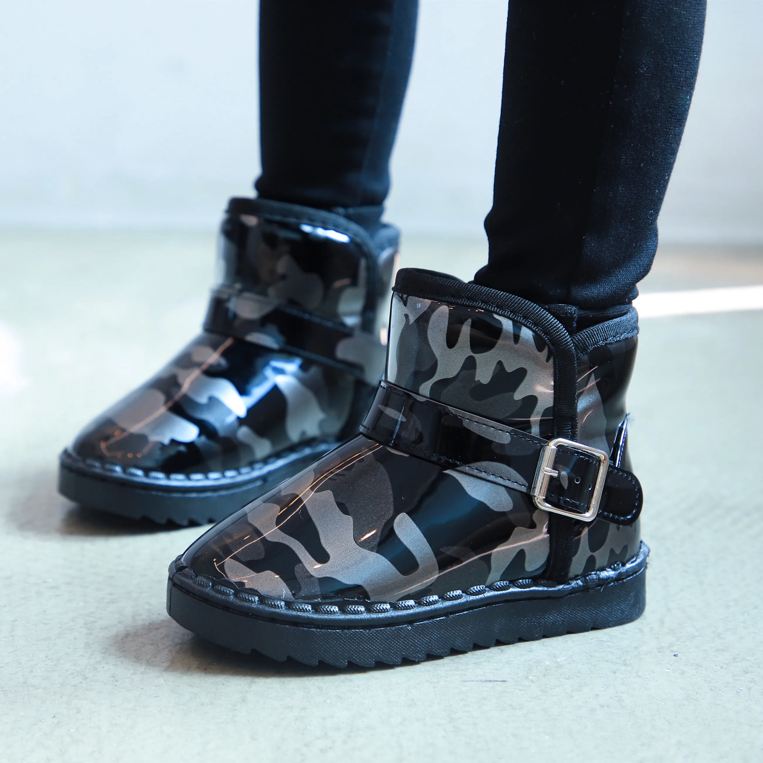 Водонепроницаемые детские ботинки модные теплые хлопковые для мальчиков и