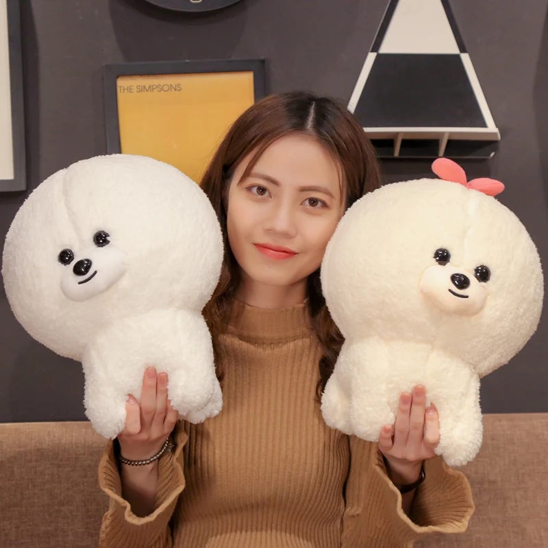 1 шт. Прямая поставка новинка Милая Белая собака пара Bichon плюшевые игрушки для